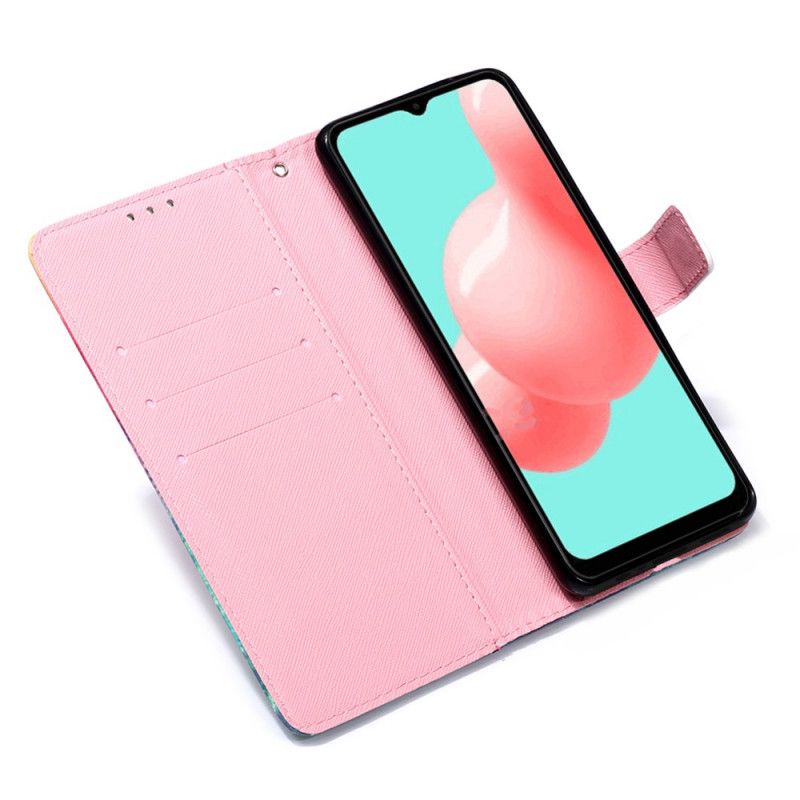 Etui Folio Samsung Galaxy A32 5G Czerwone Motyle