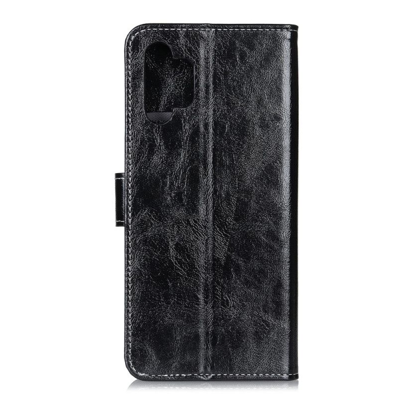 Etui Folio Samsung Galaxy A32 5G Czerwony Czarny Błyszczące I Widoczne Szwy Etui Ochronne