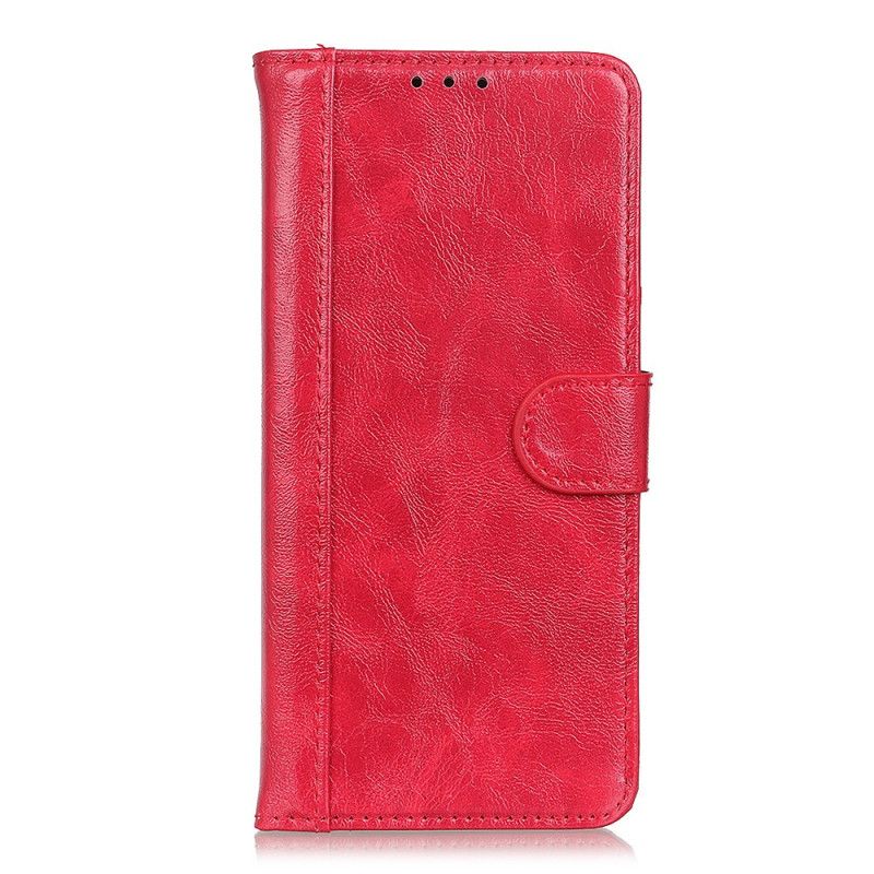 Etui Folio Samsung Galaxy A32 5G Czerwony Czarny Dwoina Błyszczącej Skóry Etui Ochronne