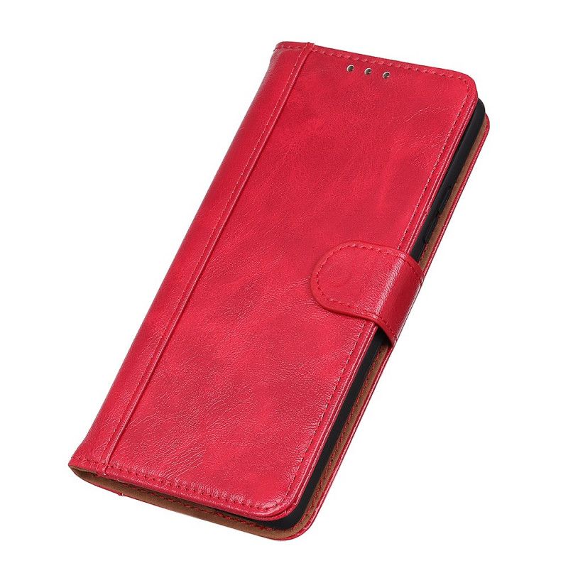 Etui Folio Samsung Galaxy A32 5G Czerwony Czarny Dwoina Błyszczącej Skóry Etui Ochronne