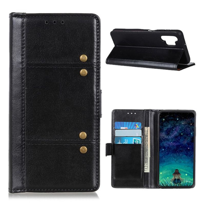 Etui Folio Samsung Galaxy A32 5G Czerwony Czarny Efekt Antycznej Skóry