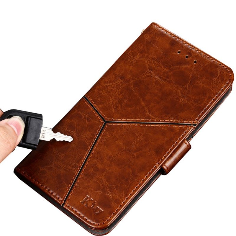 Etui Folio Samsung Galaxy A32 5G Czerwony Czarny Geometryczny Efekt Skóry