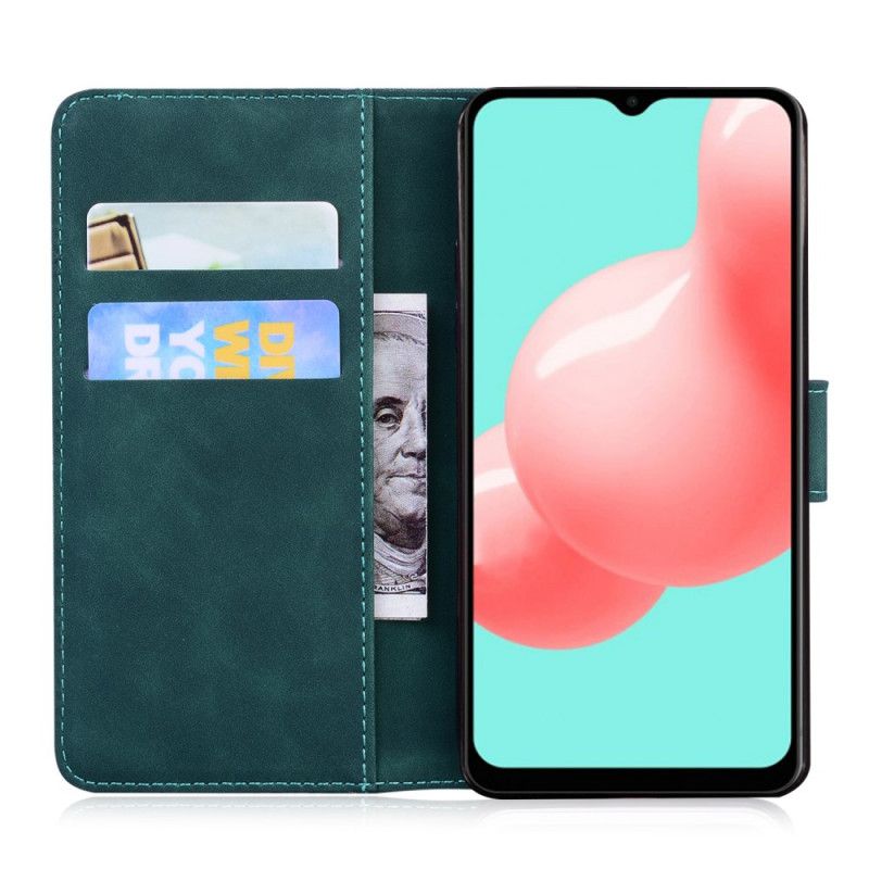 Etui Folio Samsung Galaxy A32 5G Czerwony Czarny Odcisk Twarzy Tygrysa Etui Ochronne