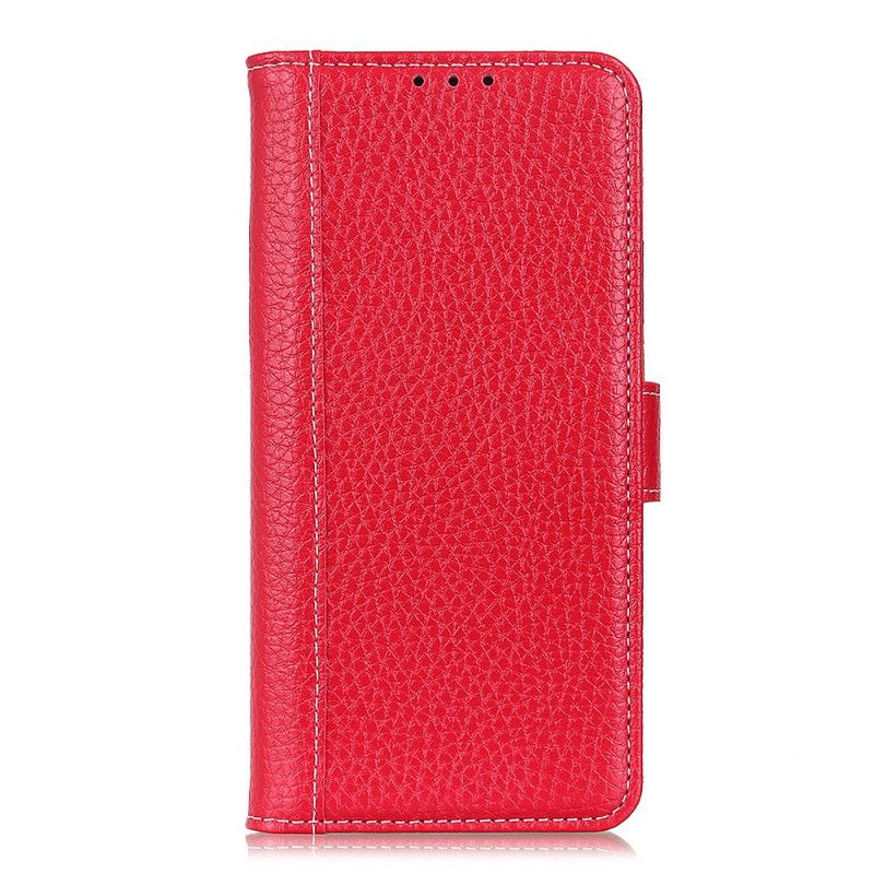 Etui Folio Samsung Galaxy A32 5G Czerwony Czarny Szwy Z Efektem Skóry Liczi