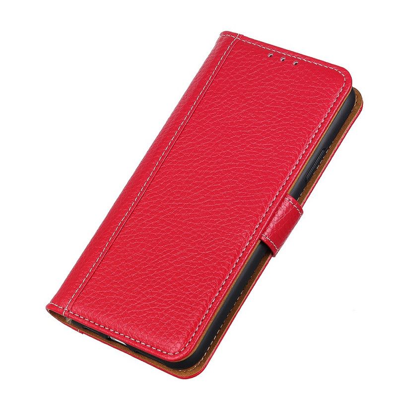 Etui Folio Samsung Galaxy A32 5G Czerwony Czarny Szwy Z Efektem Skóry Liczi