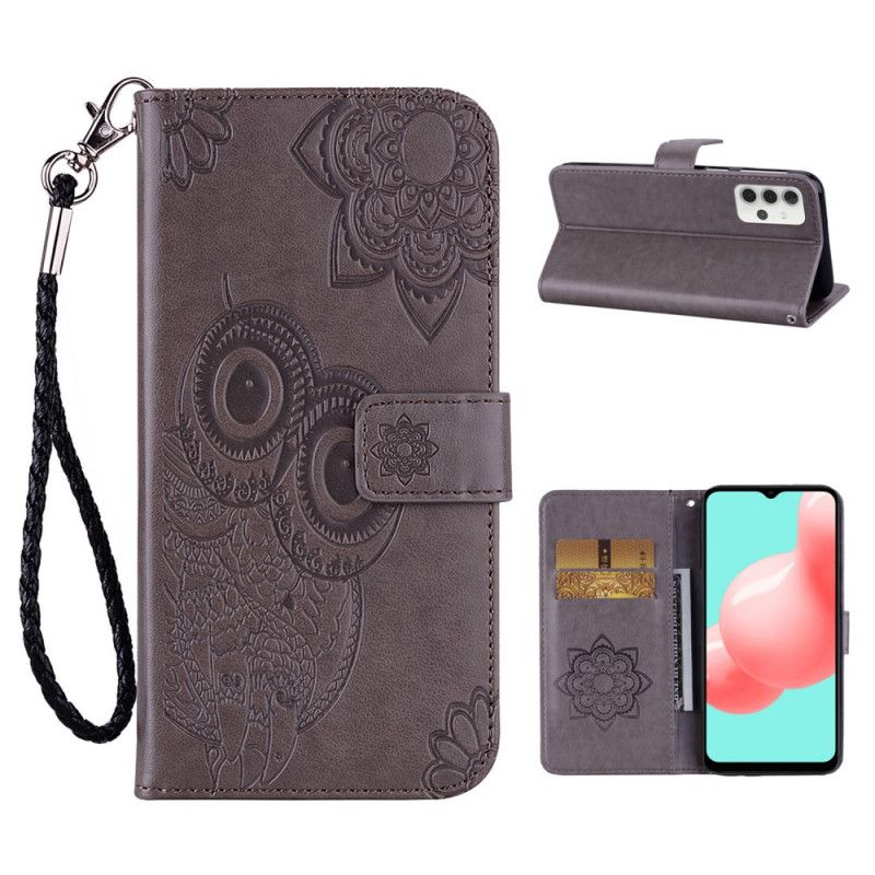 Etui Folio Samsung Galaxy A32 5G Czerwony Szary Mandala Sowa I Stringi