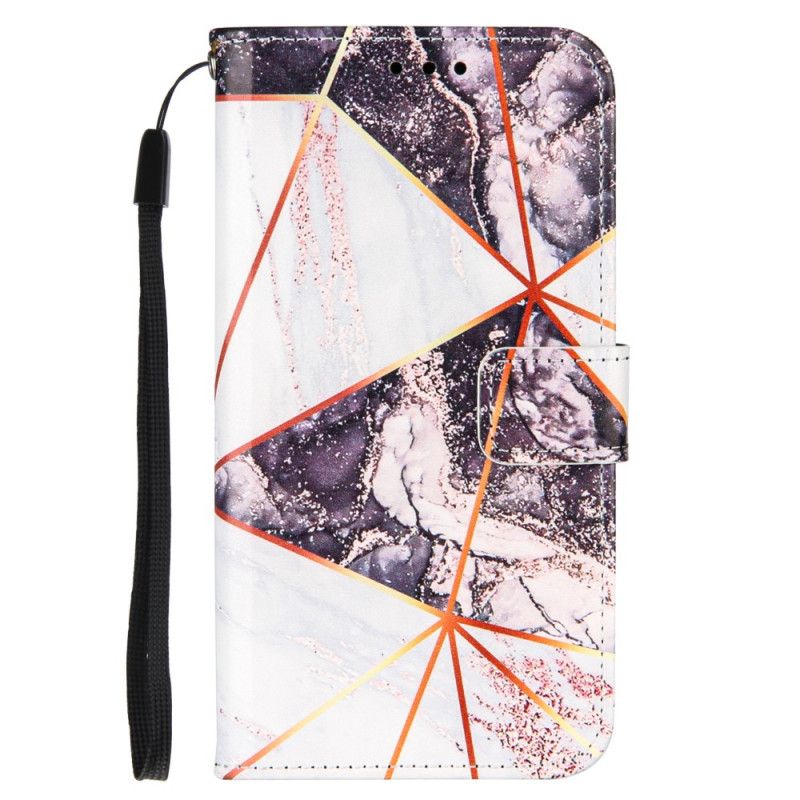 Etui Folio Samsung Galaxy A32 5G Granatowy Różowy Geometryczny Marmur Etui Ochronne