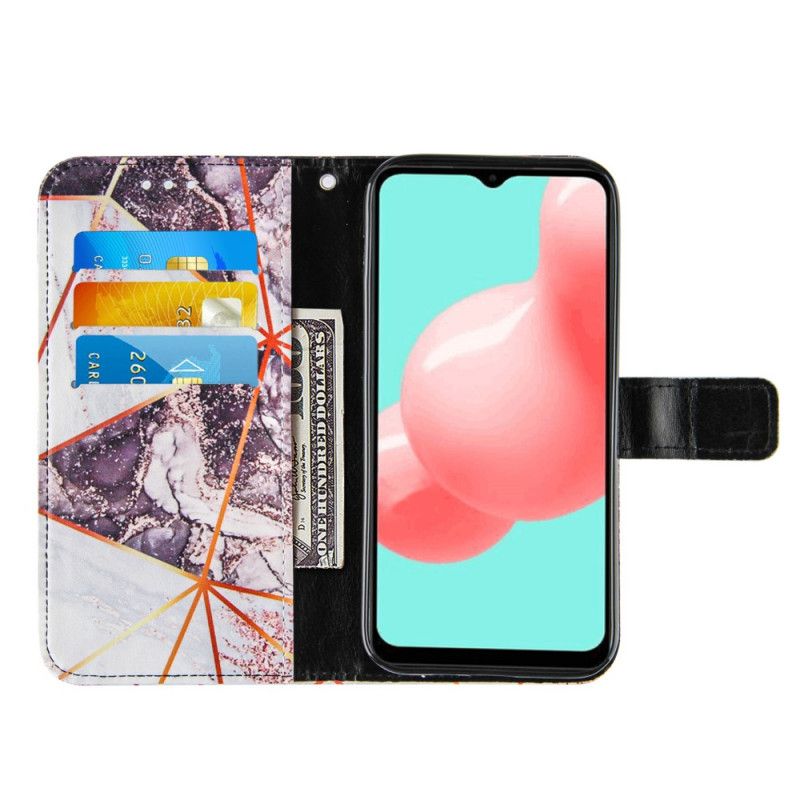 Etui Folio Samsung Galaxy A32 5G Granatowy Różowy Geometryczny Marmur Etui Ochronne