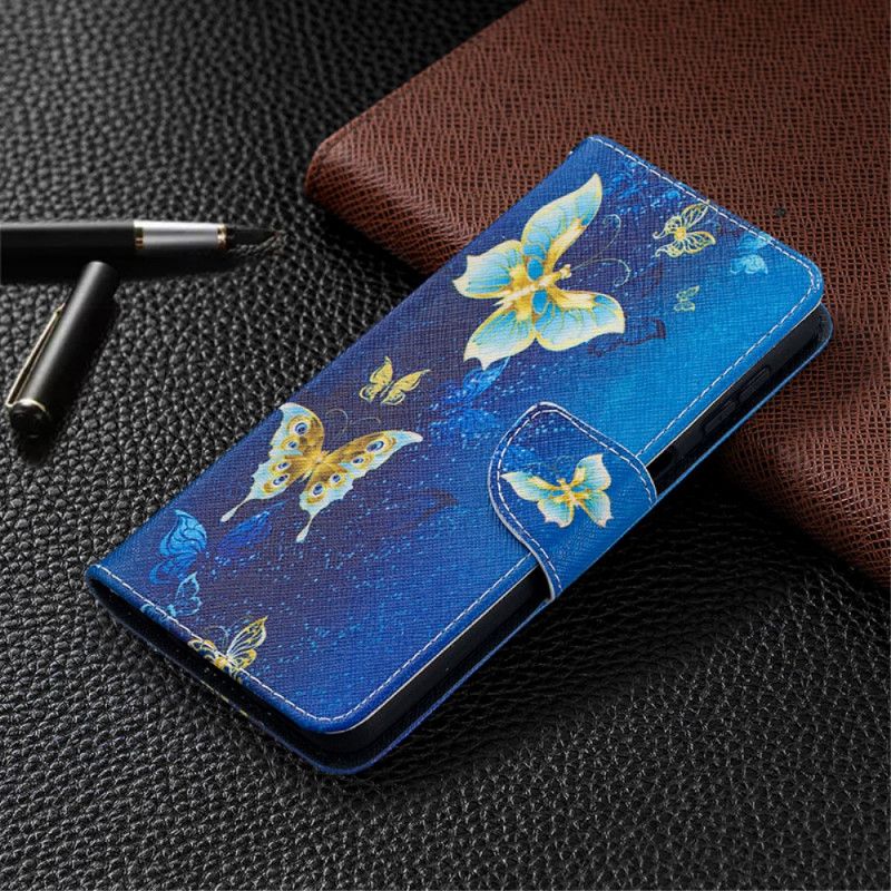 Etui Folio Samsung Galaxy A32 5G Jasnoniebieski Ciemnoniebieski Królowie Motyli Etui Ochronne