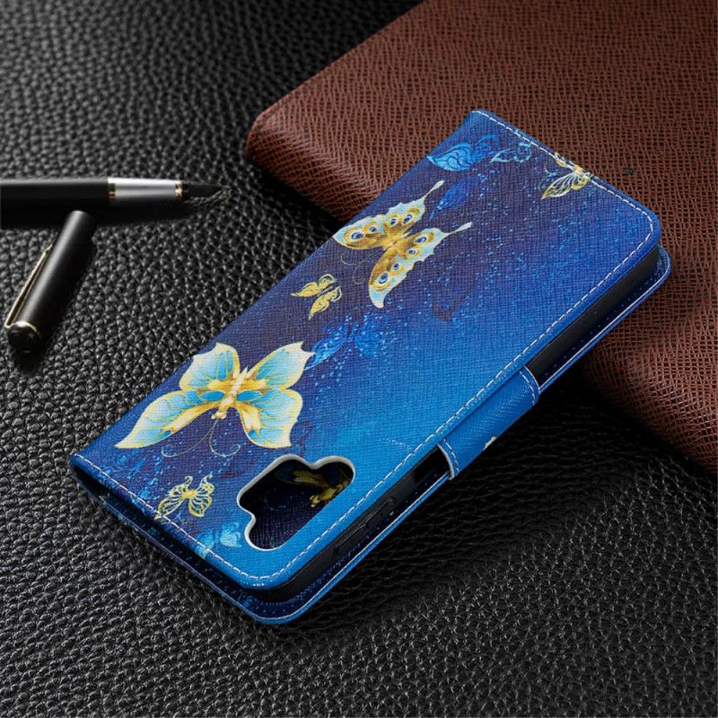 Etui Folio Samsung Galaxy A32 5G Jasnoniebieski Ciemnoniebieski Królowie Motyli Etui Ochronne