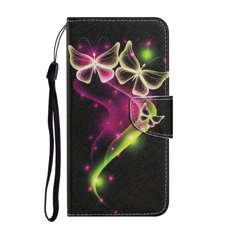 Etui Folio Samsung Galaxy A32 5G Jasnoniebieski Magenta Magiczne Motyle Etui Ochronne