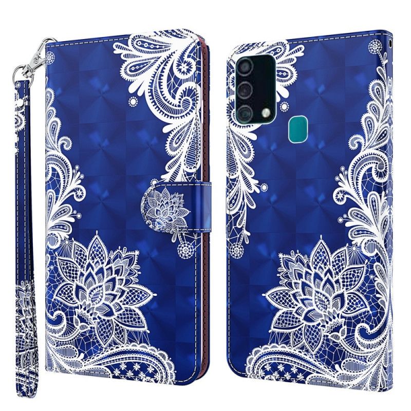 Etui Folio Samsung Galaxy A32 5G Koronka W Jasnych Punktach Ze Stringami