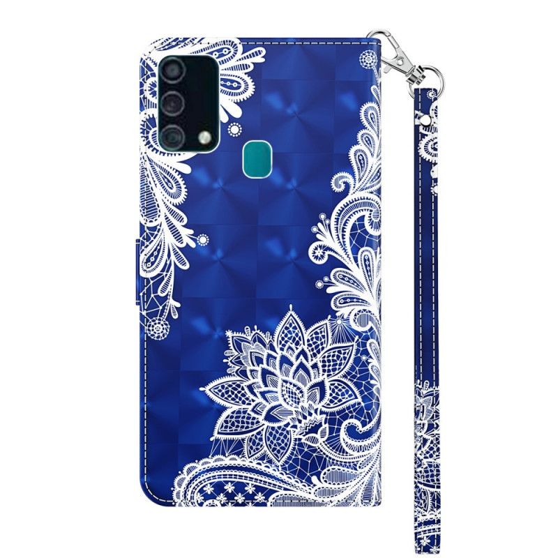 Etui Folio Samsung Galaxy A32 5G Koronka W Jasnych Punktach Ze Stringami