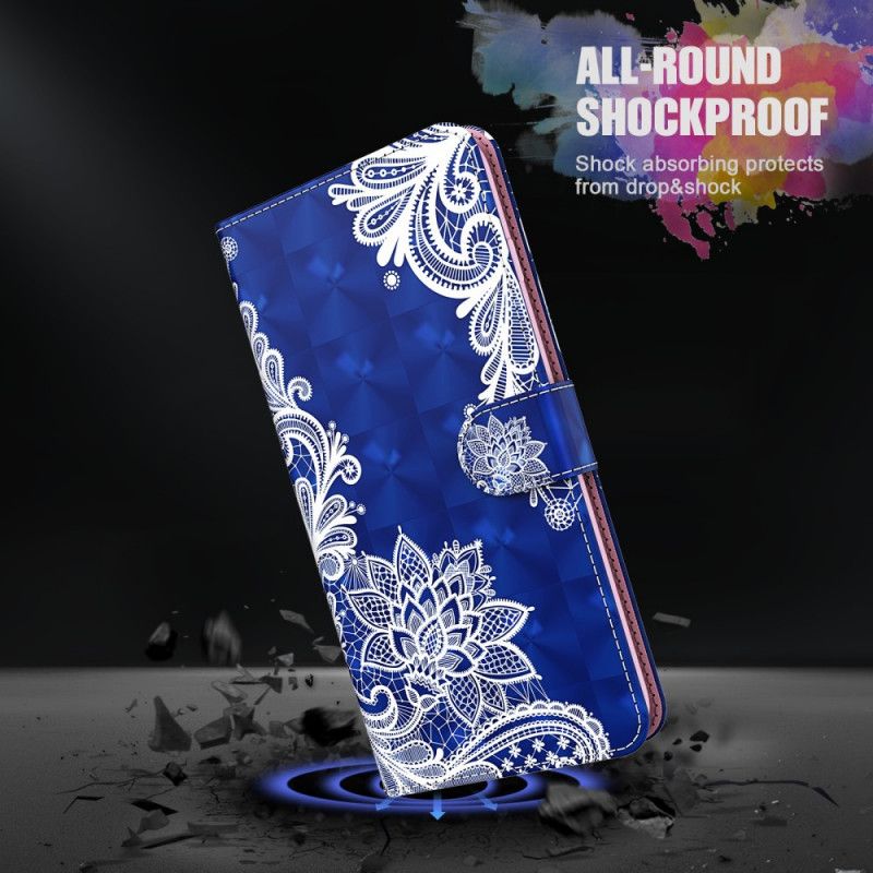 Etui Folio Samsung Galaxy A32 5G Koronka W Jasnych Punktach Ze Stringami