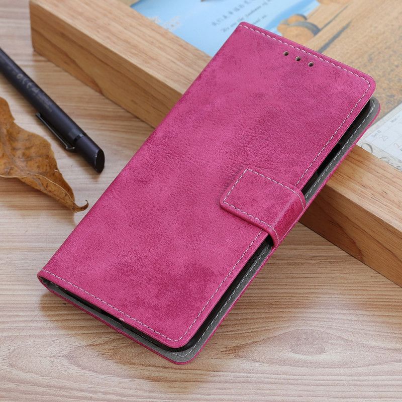 Etui Folio Samsung Galaxy A32 5G Magenta Szary Skóra Ekologiczna W Stylu Vintage Etui Ochronne