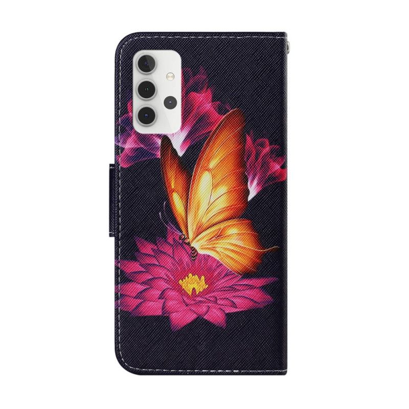 Etui Folio Samsung Galaxy A32 5G Motyl I Lotos Etui Ochronne