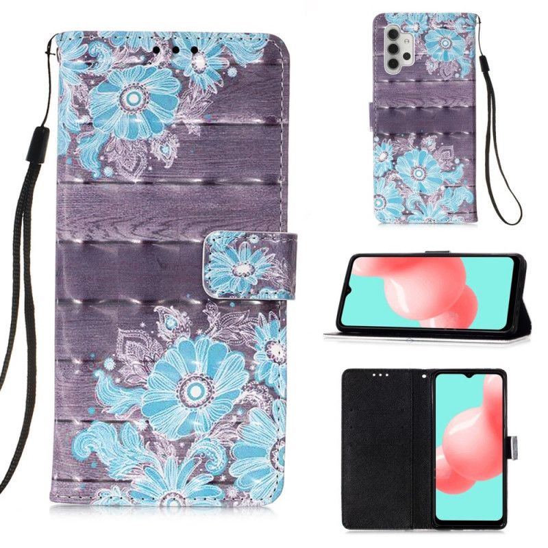 Etui Folio Samsung Galaxy A32 5G Niebieskie Kwiaty