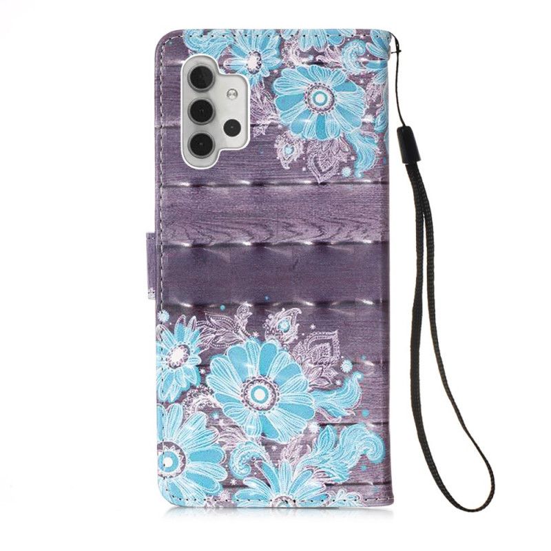 Etui Folio Samsung Galaxy A32 5G Niebieskie Kwiaty