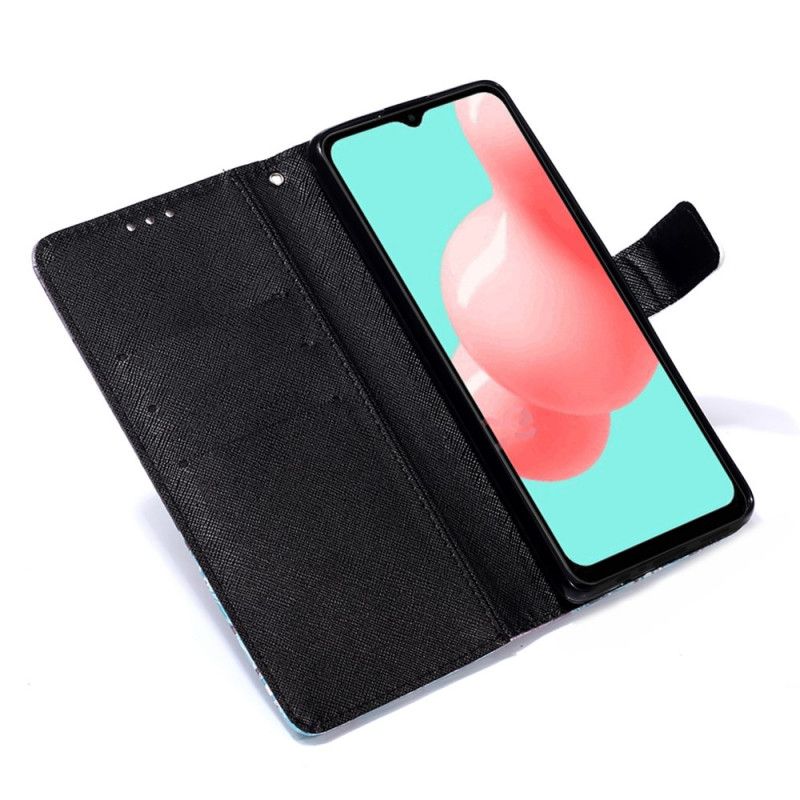 Etui Folio Samsung Galaxy A32 5G Niebieskie Kwiaty