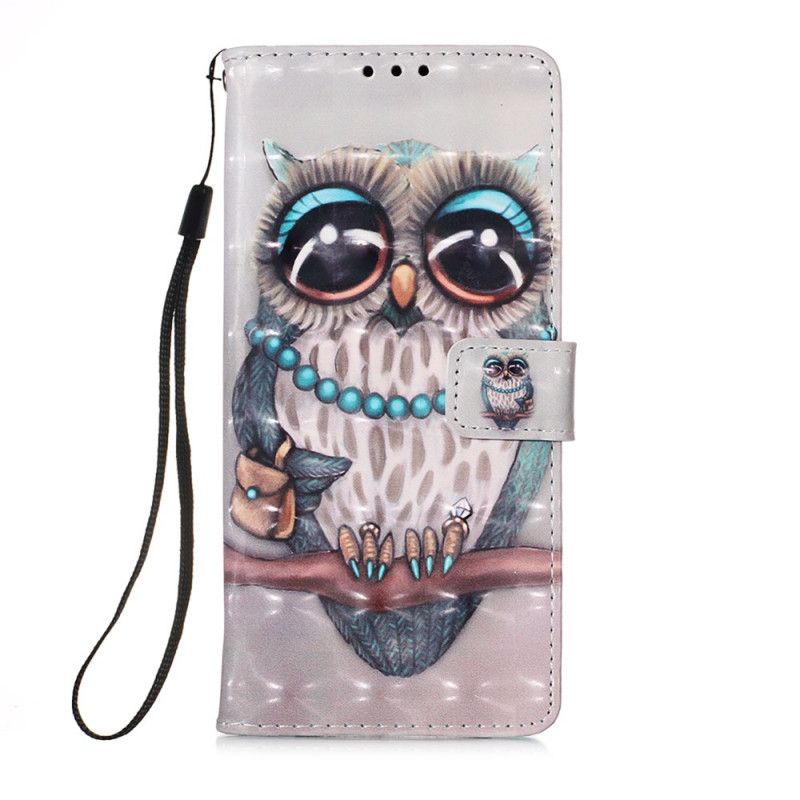 Etui Folio Samsung Galaxy A32 5G Panna Sowa Ze Stringami Etui Ochronne