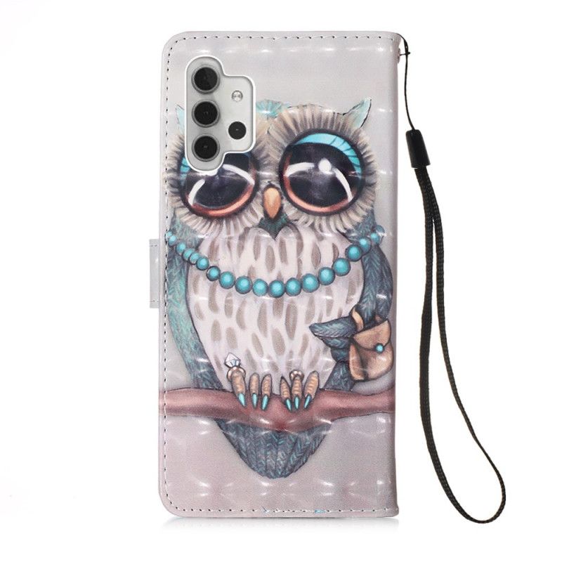 Etui Folio Samsung Galaxy A32 5G Panna Sowa Ze Stringami Etui Ochronne