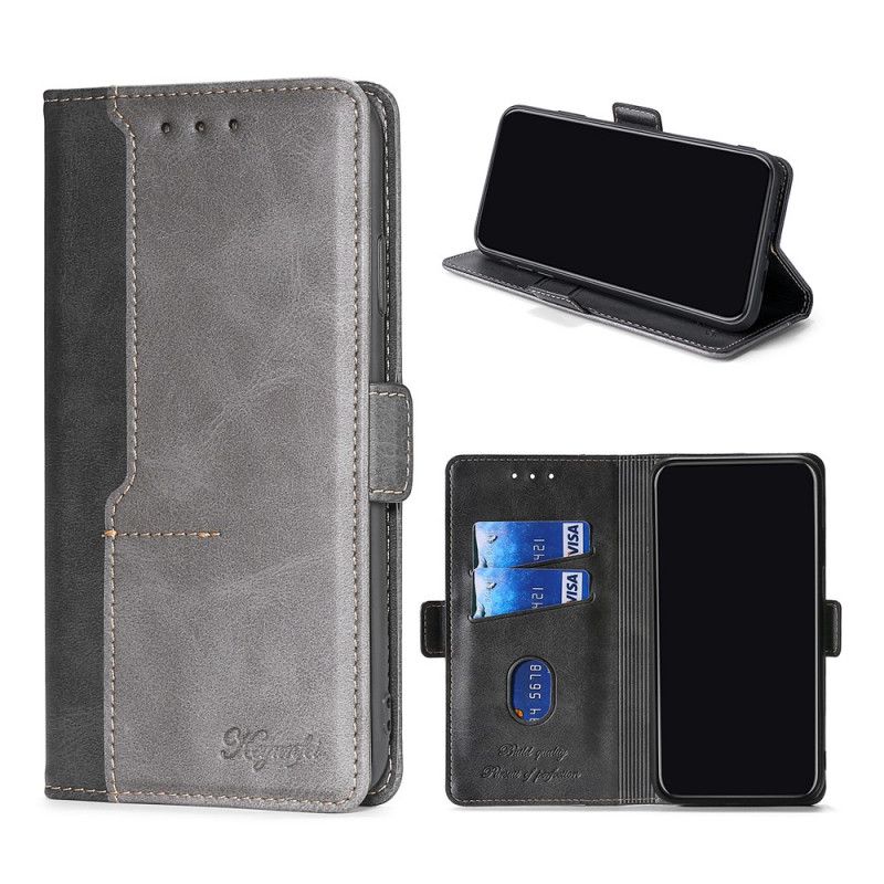 Etui Folio Samsung Galaxy A32 5G Szary Czarny Dwukolorowa Sztuczna Skóra