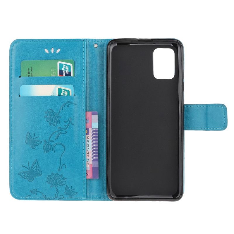 Etui Folio Samsung Galaxy A32 5G Szary Czarny Motyle I Kwiaty Stringów