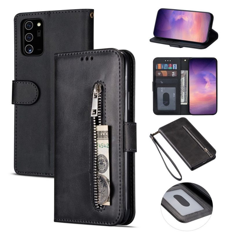 Etui Folio Samsung Galaxy A32 5G Szary Czarny Portmonetka Na Monety Z Paskiem