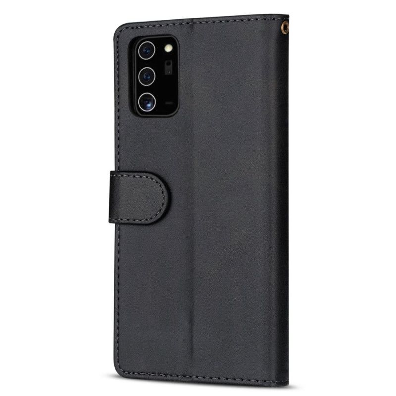 Etui Folio Samsung Galaxy A32 5G Szary Czarny Portmonetka Na Monety Z Paskiem