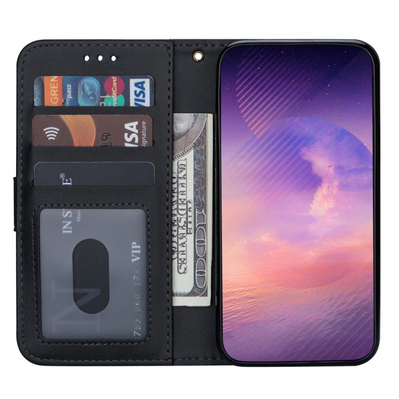 Etui Folio Samsung Galaxy A32 5G Szary Czarny Portmonetka Na Monety Z Paskiem