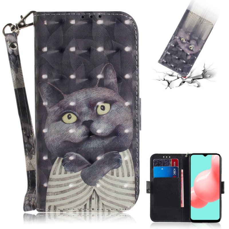 Etui Folio Samsung Galaxy A32 5G Szary Kot Ze Stringami