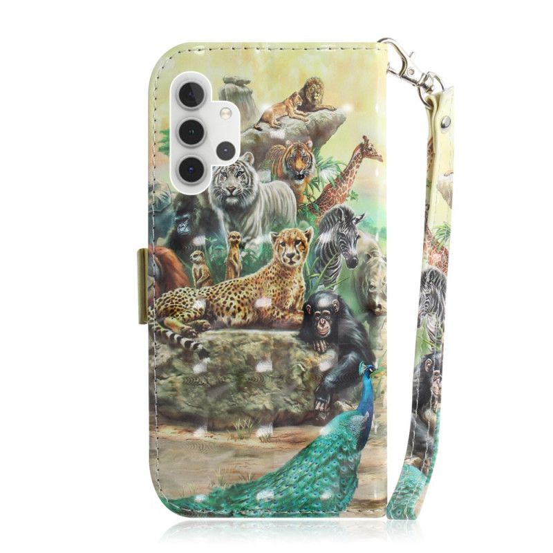 Etui Folio Samsung Galaxy A32 5G Zwierzęta Safari Ze Stringami