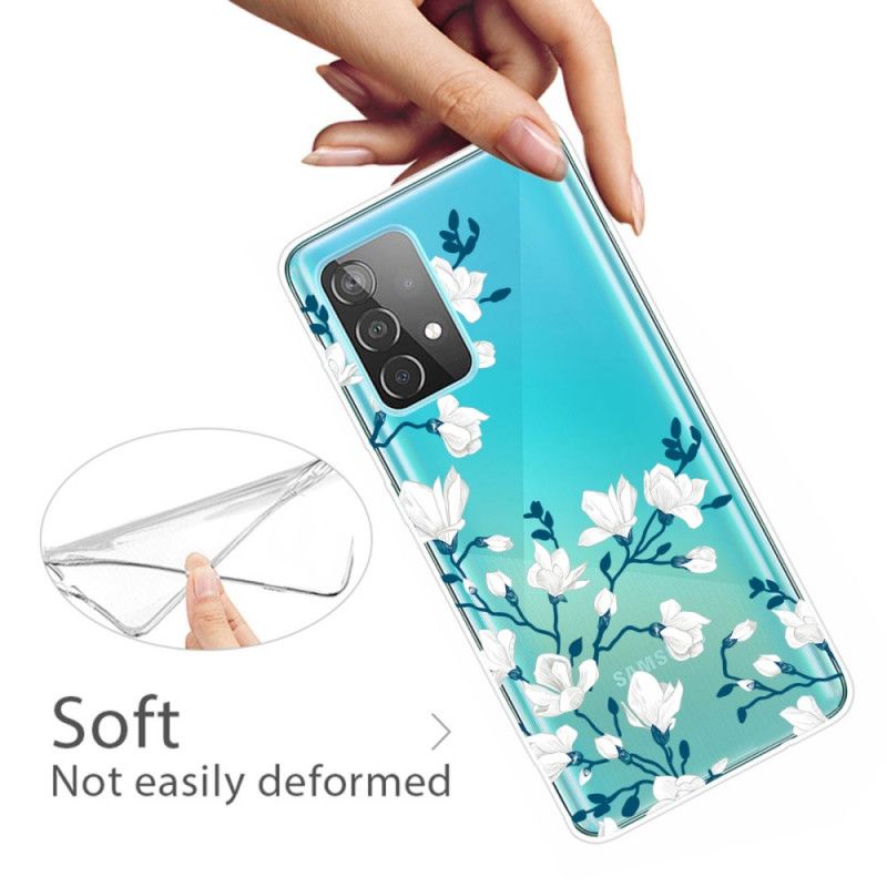 Etui Samsung Galaxy A32 5G Białe Kwiaty