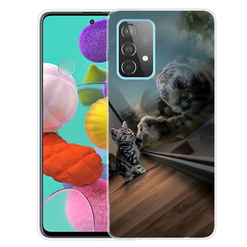 Etui Samsung Galaxy A32 5G Brązowy Szary Sen Kociaka