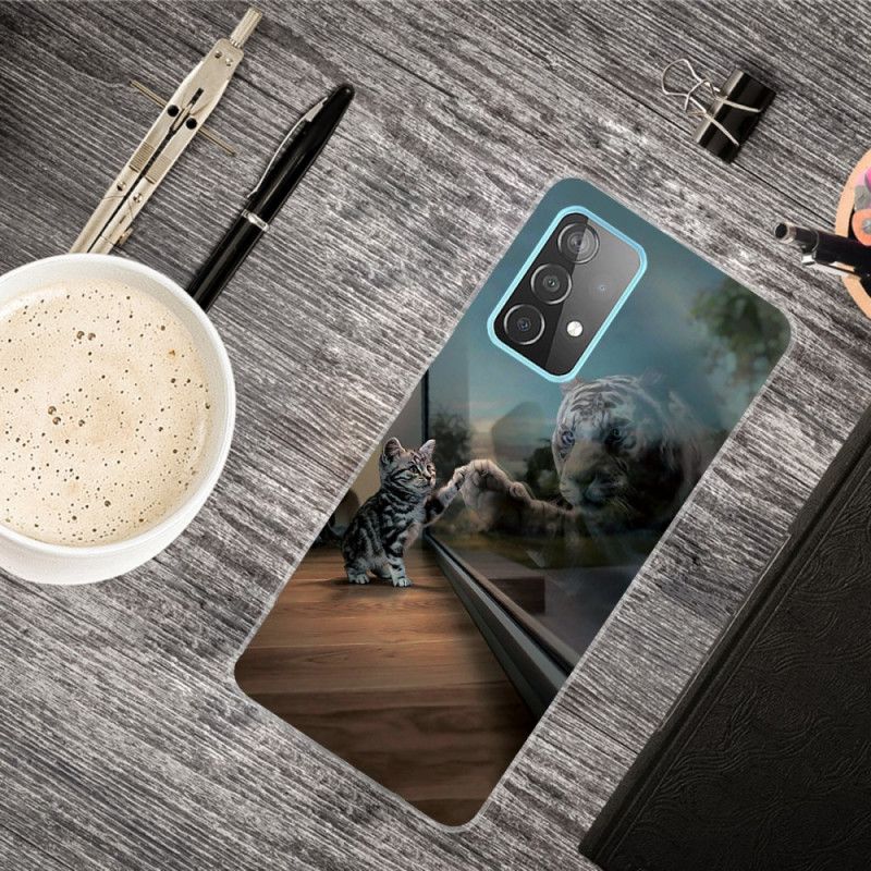 Etui Samsung Galaxy A32 5G Brązowy Szary Sen Kociaka