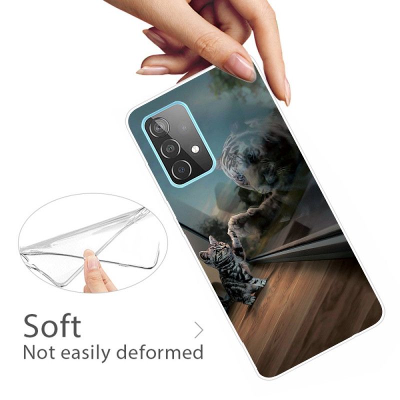 Etui Samsung Galaxy A32 5G Brązowy Szary Sen Kociaka