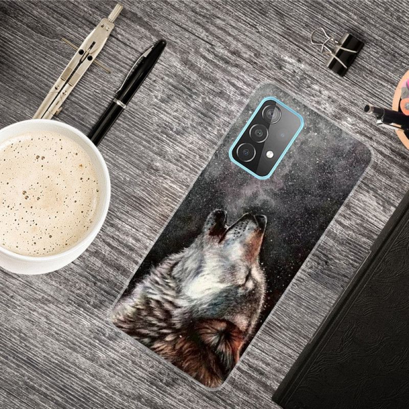 Etui Samsung Galaxy A32 5G Brązowy Szary Wysublimowany Wilk