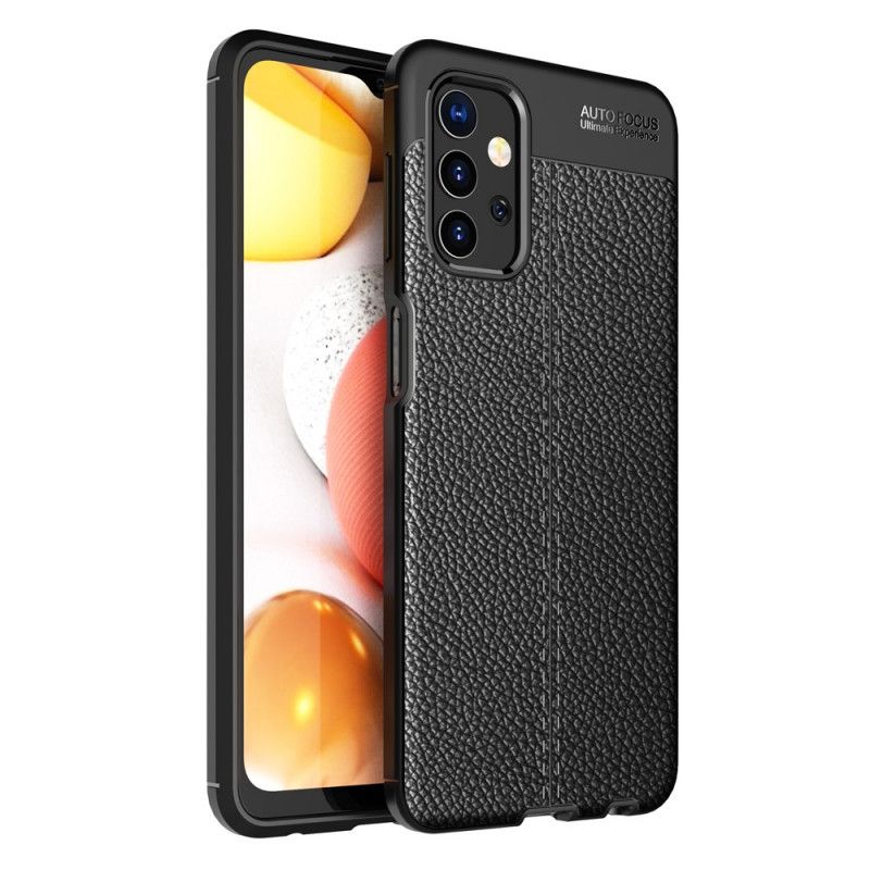 Etui Samsung Galaxy A32 5G Czerwony Czarny Efekt Skóry Z Podwójną Linią Liczi