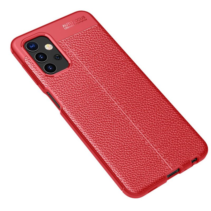 Etui Samsung Galaxy A32 5G Czerwony Czarny Efekt Skóry Z Podwójną Linią Liczi