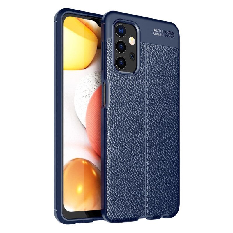 Etui Samsung Galaxy A32 5G Czerwony Czarny Efekt Skóry Z Podwójną Linią Liczi