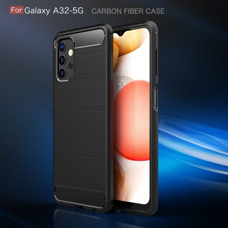 Etui Samsung Galaxy A32 5G Czerwony Czarny Szczotkowane Włókno Węglowe