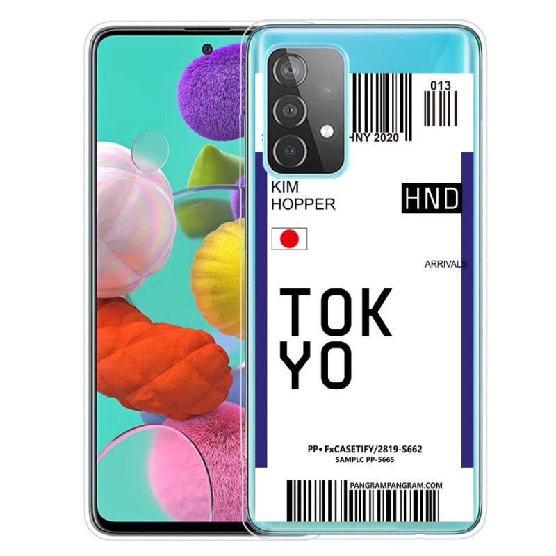 Etui Samsung Galaxy A32 5G Granatowy Czarny Karta Pokładowa Tokio