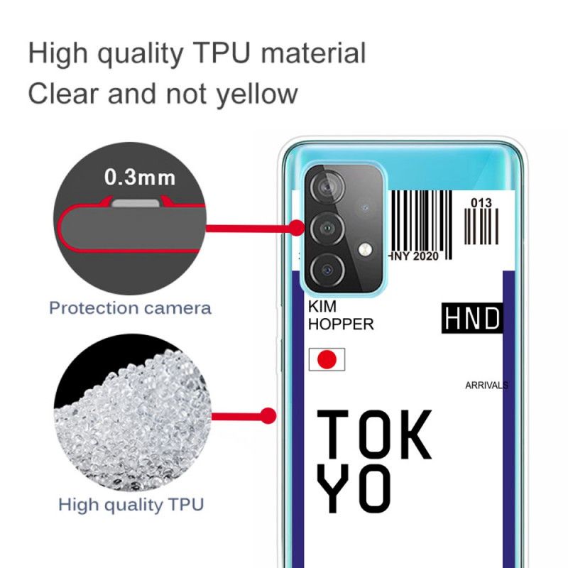 Etui Samsung Galaxy A32 5G Granatowy Czarny Karta Pokładowa Tokio