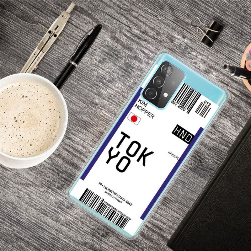 Etui Samsung Galaxy A32 5G Granatowy Czarny Karta Pokładowa Tokio