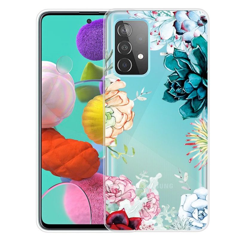 Etui Samsung Galaxy A32 5G Przezroczyste Kwiaty W Akwareli Etui Ochronne