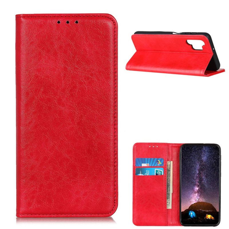 Flip Kotelot Samsung Galaxy A32 5G Czerwony Czarny Tekstura Dwoiny Skóry Etui Ochronne