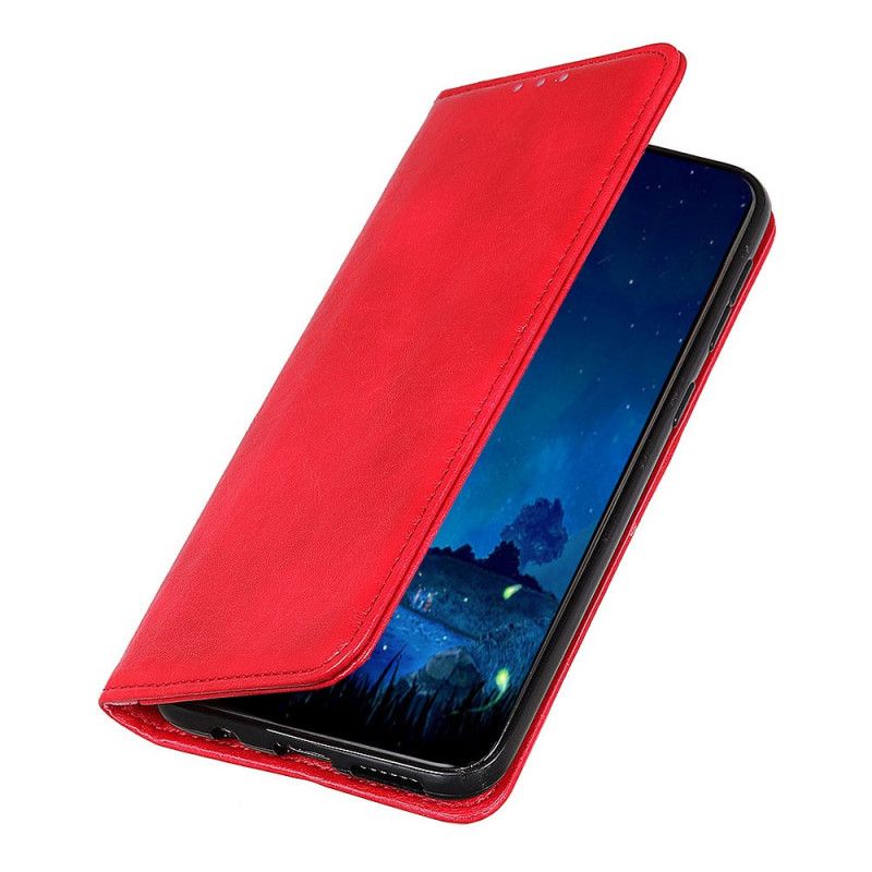 Flip Kotelot Samsung Galaxy A32 5G Czerwony Czarny Tekstura Dwoiny Skóry Etui Ochronne