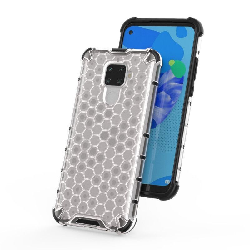 Etui Huawei Mate 30 Lite Biały Czarny Styl Plastra Miodu Etui Ochronne