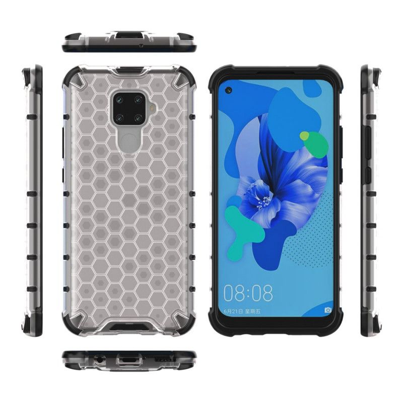 Etui Huawei Mate 30 Lite Biały Czarny Styl Plastra Miodu Etui Ochronne