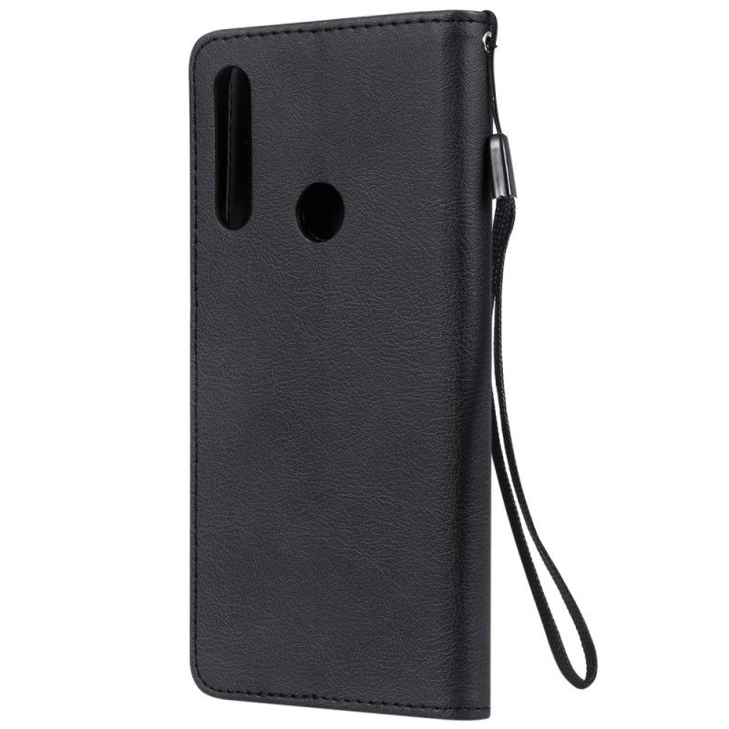 Etui Folio Honor 9X Czerwony Czarny Efekt Skóry Ze Stringami Etui Ochronne